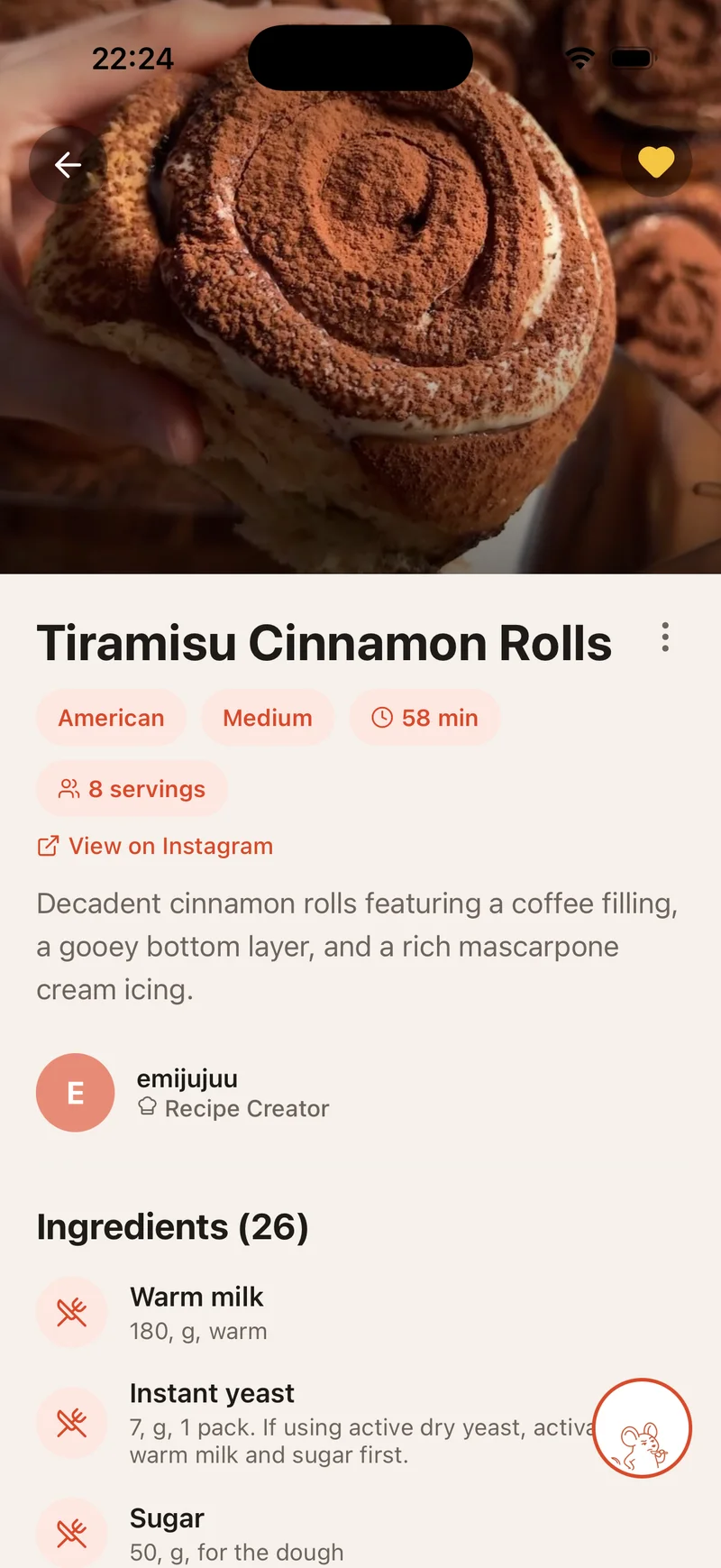 Hugo recipe detail screen